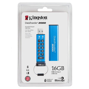 Kingston Digital 16GB DT2000 Keypad USB 3.0 ,256bit AES Hardware Encrypted (DT2000/16GB)-FoxTI