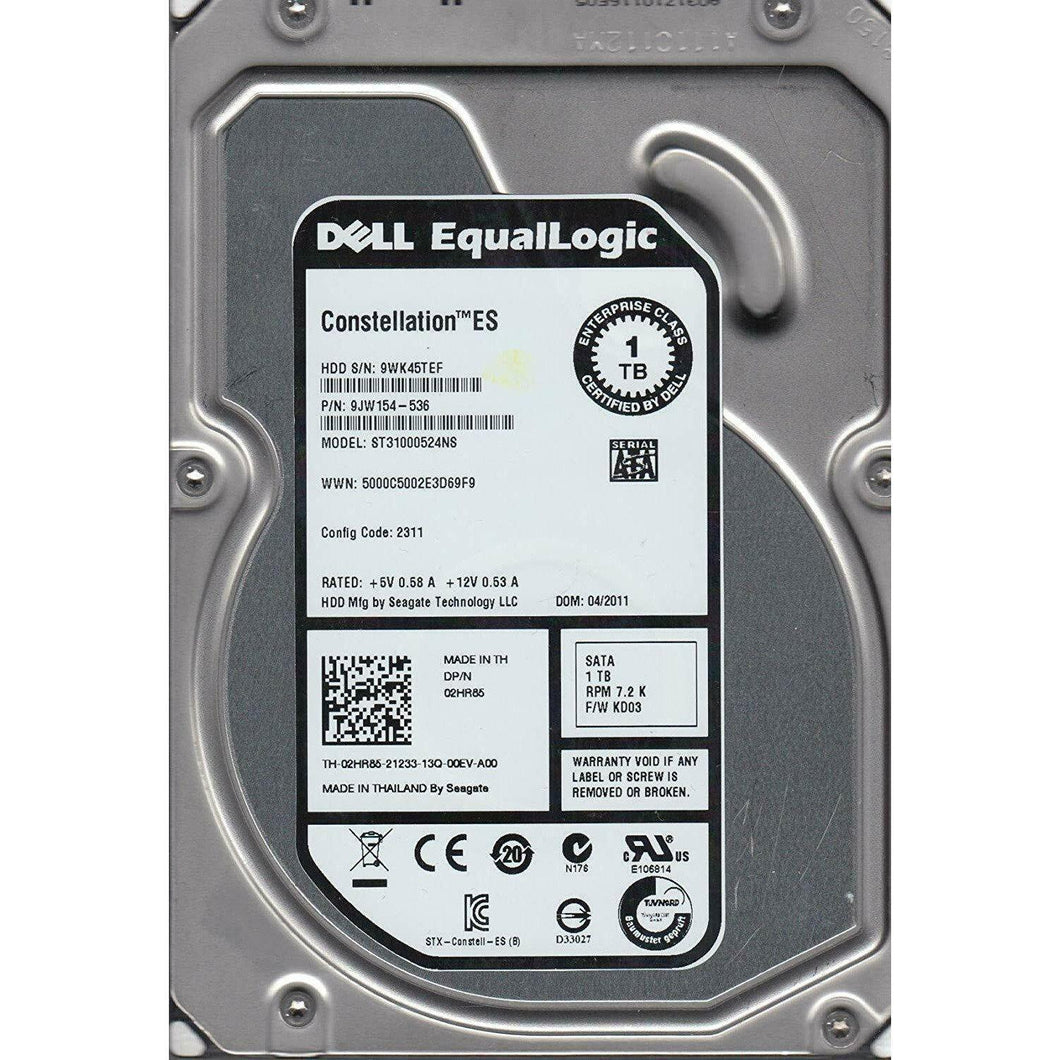 ST31000524NS, 9WK, KRATSG, PN 9JW154-536, FW KD03, Dell 1TB SATA 3.5 Hard Drive 763649027080-FoxTI